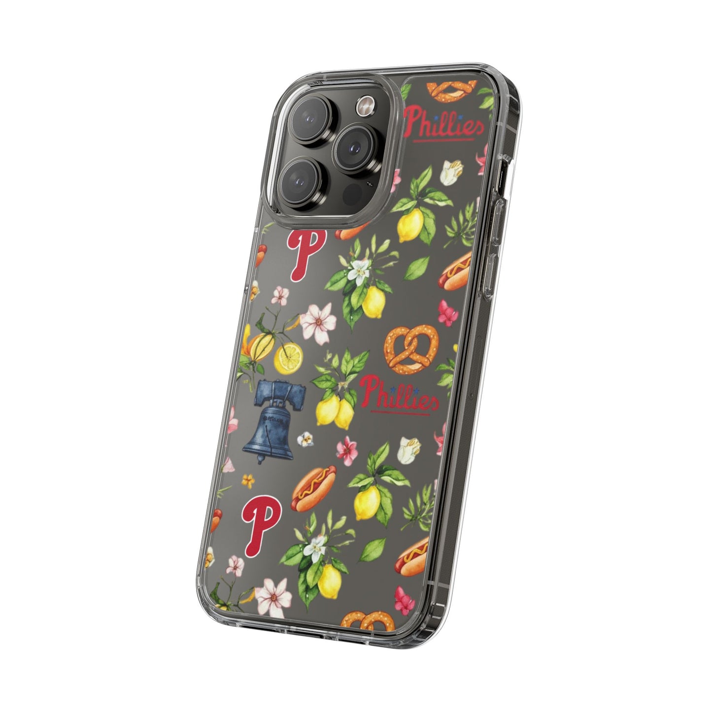 Philadelphia Phillies Italian Summer -Themed Clear Phone Case, Floral iPhone Cover, Personalized Mobile Accessories, Apparels for Baseball Fans, Unique Gifts