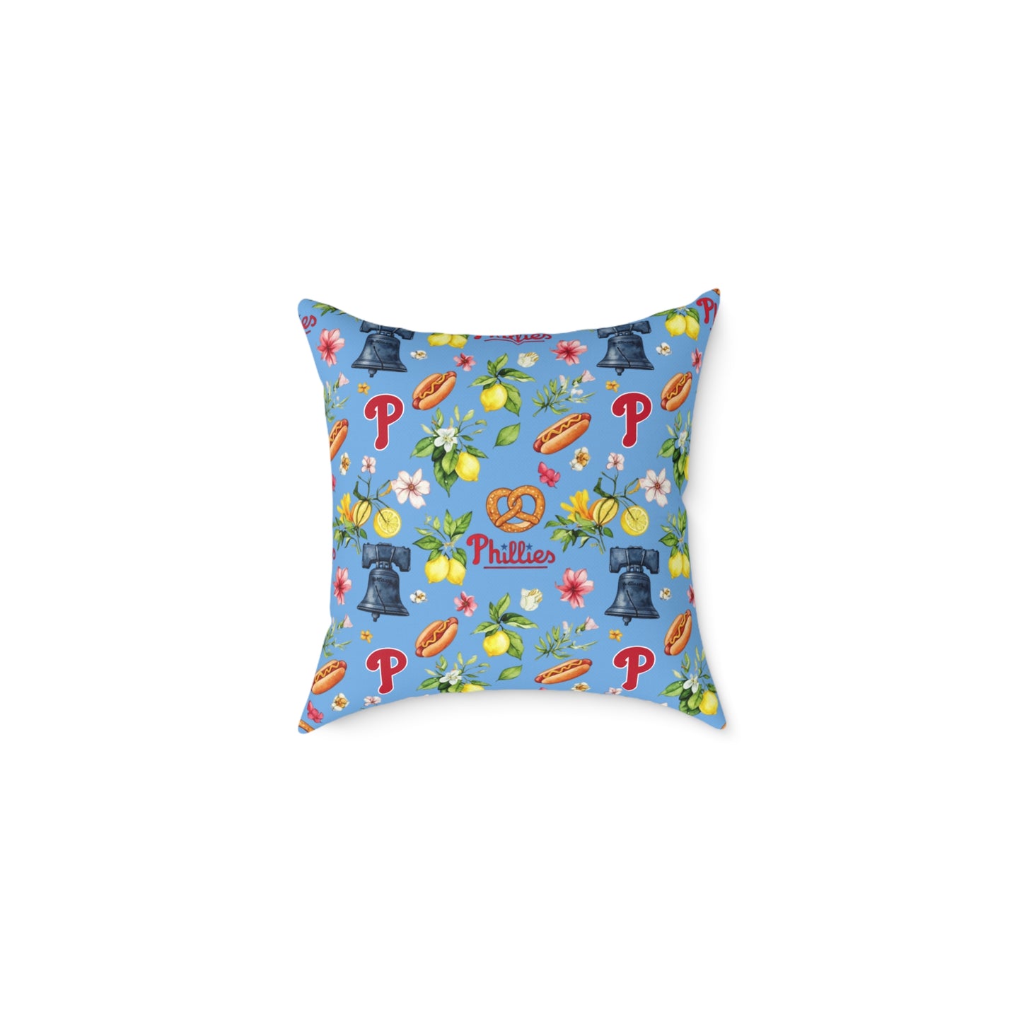 Phillies Italian Summer Themed Square Poly Canvas Pillow - Stylish Sports Decor, Fan Cushion, Game Day Gift, Cheerful Home Accent