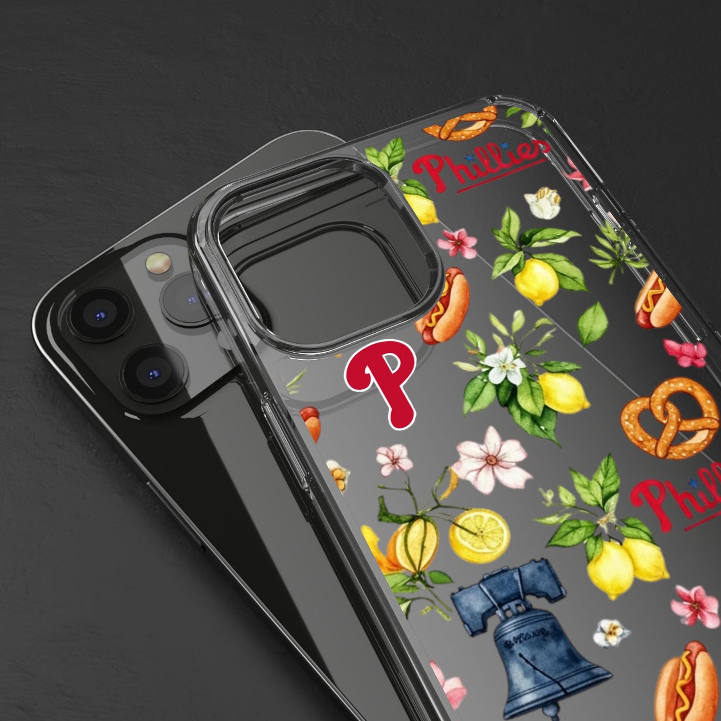 Philadelphia Phillies Italian Summer -Themed Clear Phone Case, Floral iPhone Cover, Personalized Mobile Accessories, Apparels for Baseball Fans, Unique Gifts