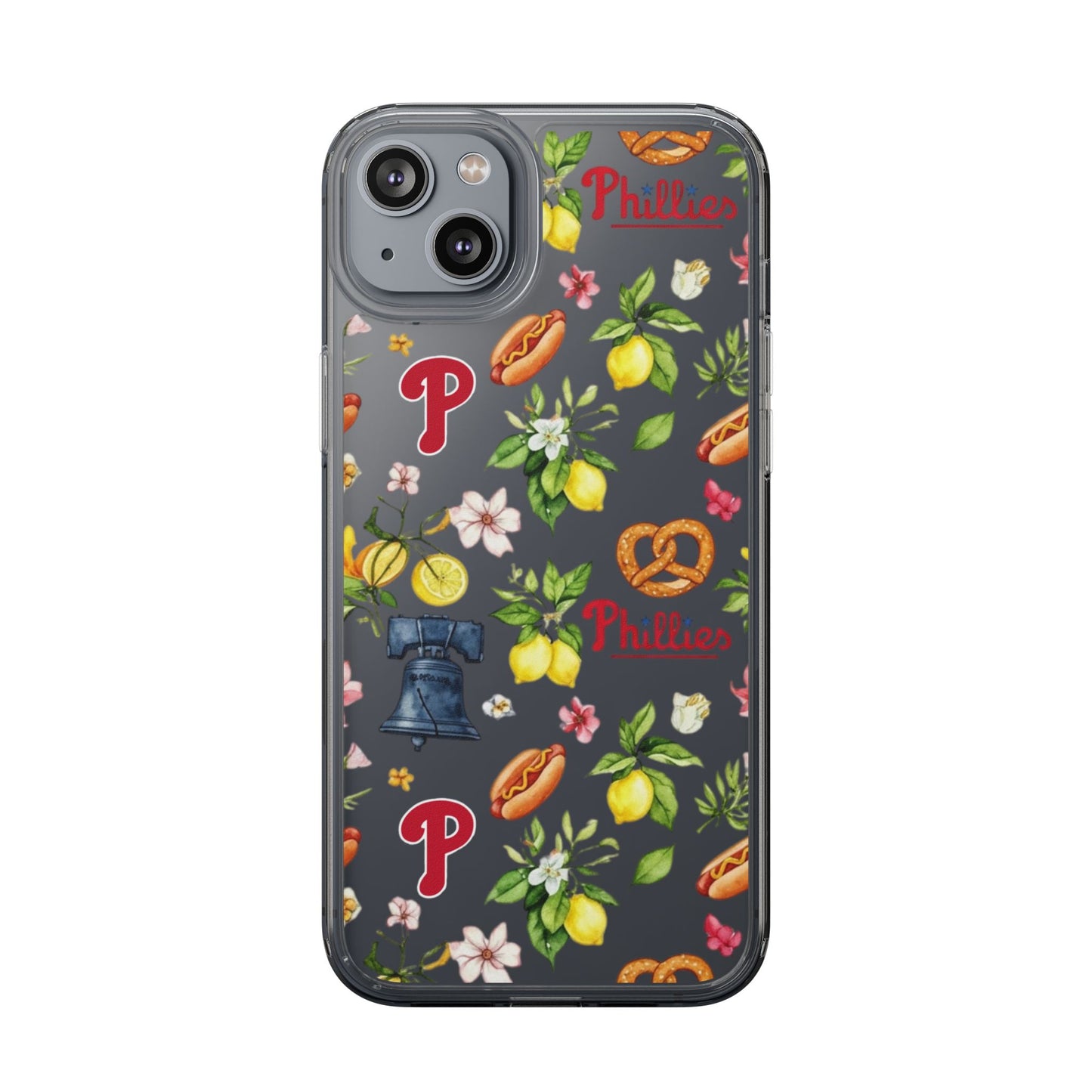 Philadelphia Phillies Italian Summer -Themed Clear Phone Case, Floral iPhone Cover, Personalized Mobile Accessories, Apparels for Baseball Fans, Unique Gifts