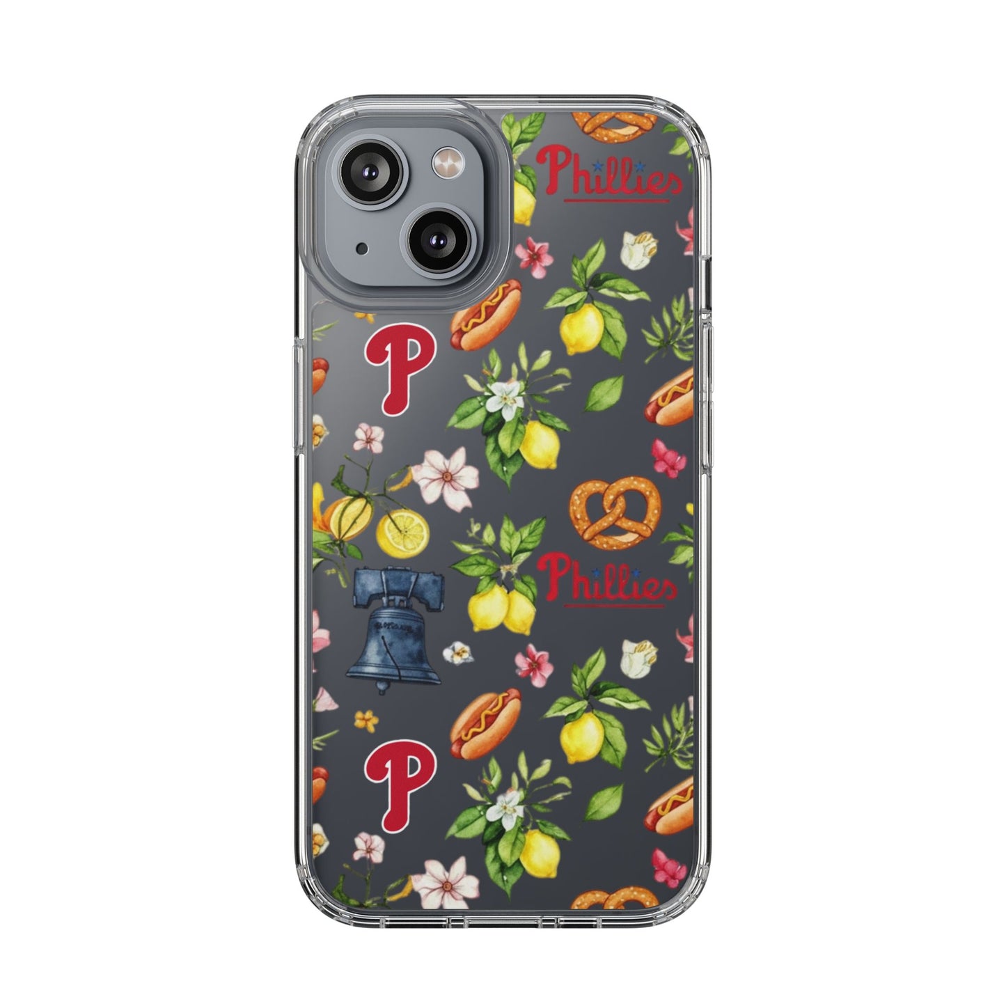 Philadelphia Phillies Italian Summer -Themed Clear Phone Case, Floral iPhone Cover, Personalized Mobile Accessories, Apparels for Baseball Fans, Unique Gifts