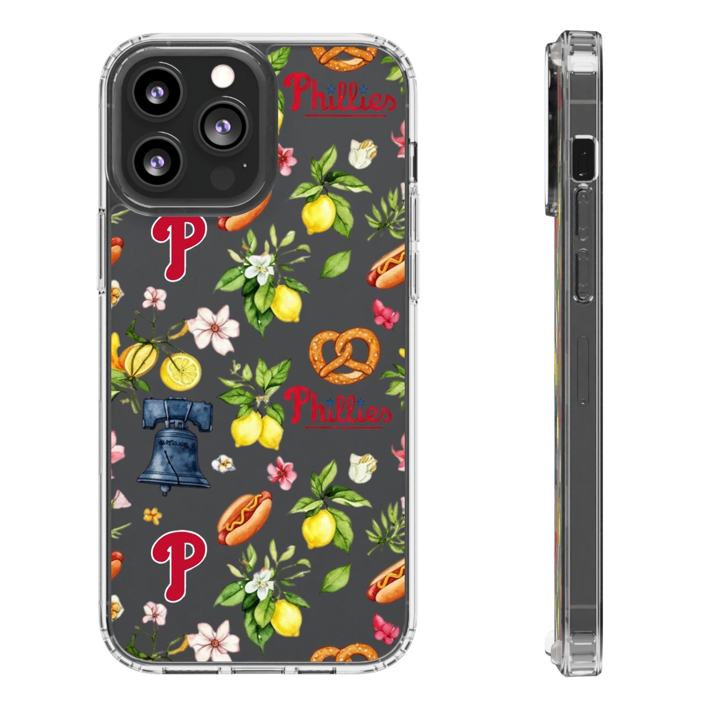 Philadelphia Phillies Italian Summer -Themed Clear Phone Case, Floral iPhone Cover, Personalized Mobile Accessories, Apparels for Baseball Fans, Unique Gifts