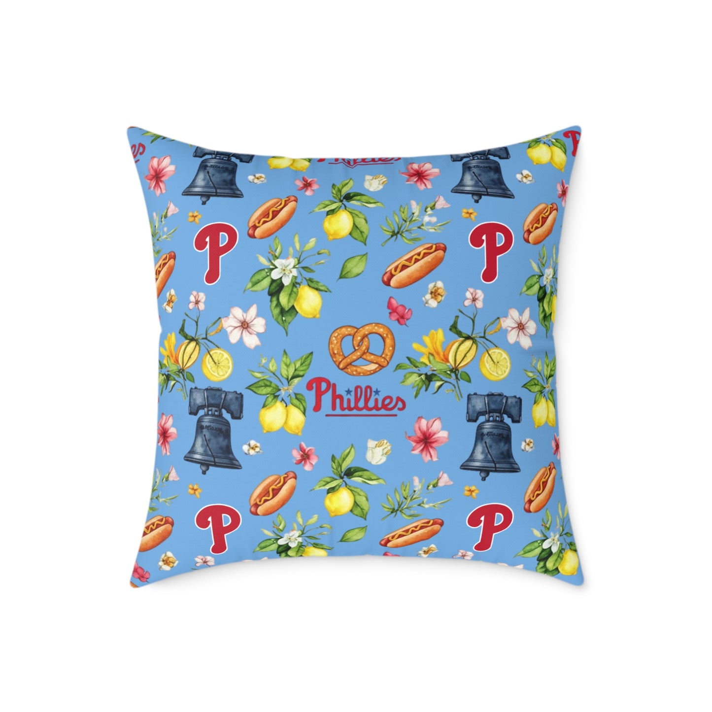 Phillies Italian Summer Themed Square Poly Canvas Pillow - Stylish Sports Decor, Fan Cushion, Game Day Gift, Cheerful Home Accent
