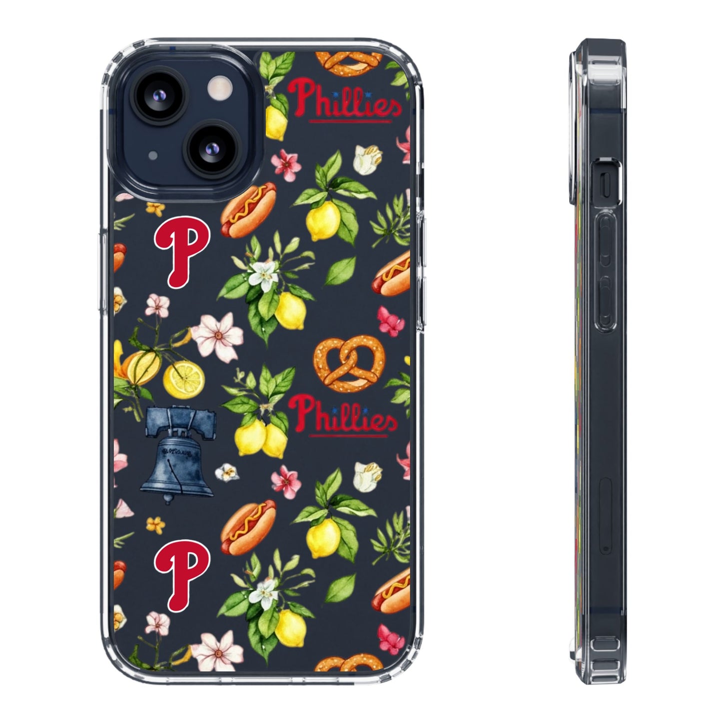 Philadelphia Phillies Italian Summer -Themed Clear Phone Case, Floral iPhone Cover, Personalized Mobile Accessories, Apparels for Baseball Fans, Unique Gifts