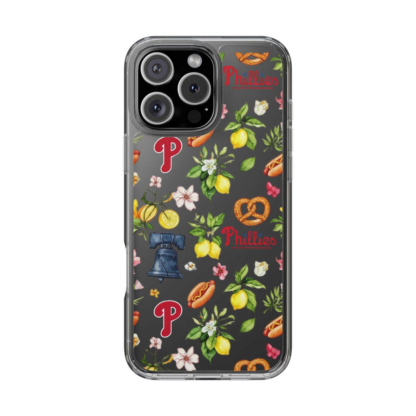 Philadelphia Phillies Italian Summer -Themed Clear Phone Case, Floral iPhone Cover, Personalized Mobile Accessories, Apparels for Baseball Fans, Unique Gifts