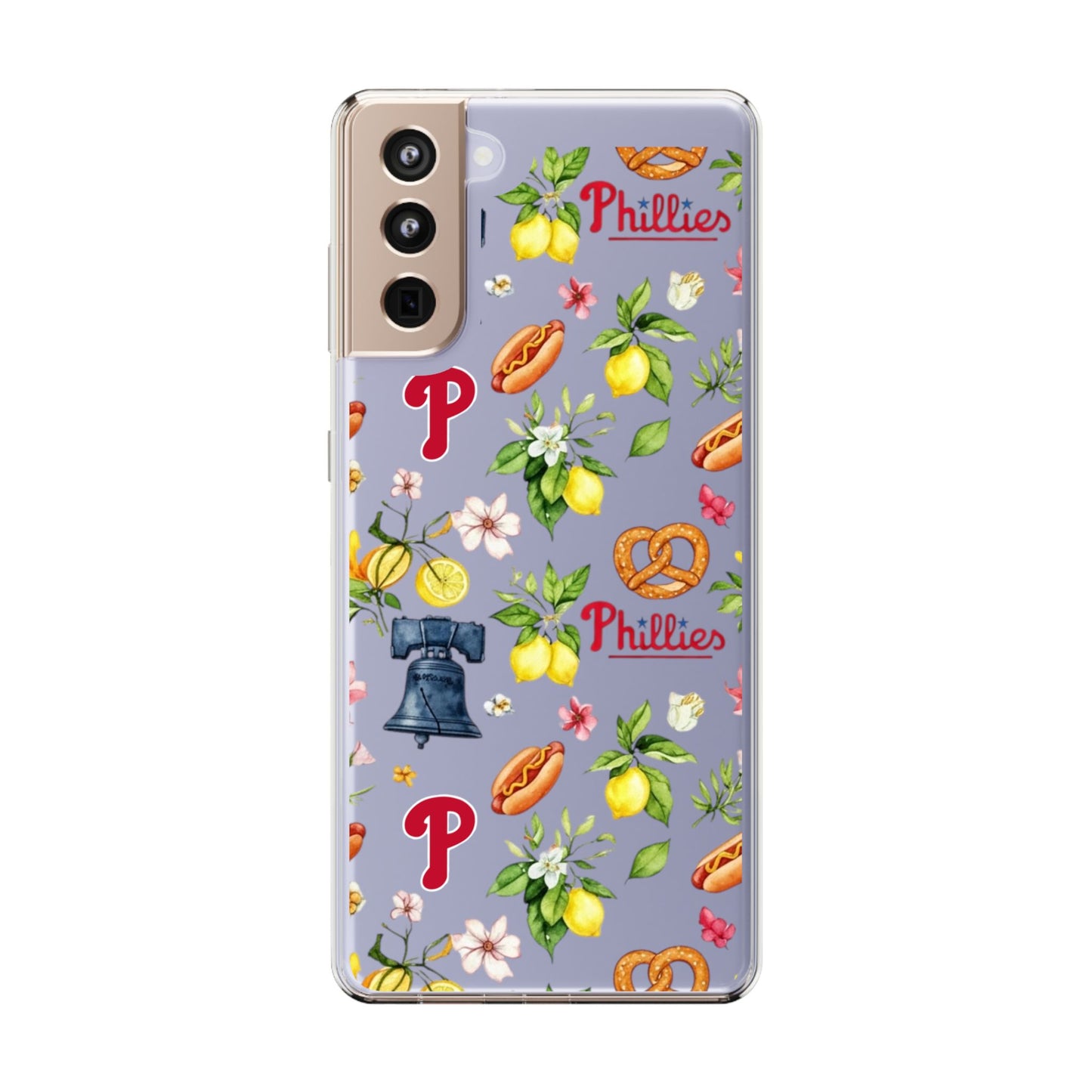 Philadelphia Phillies Italian Summer -Themed Clear Phone Case, Floral iPhone Cover, Personalized Mobile Accessories, Apparels for Baseball Fans, Unique Gifts