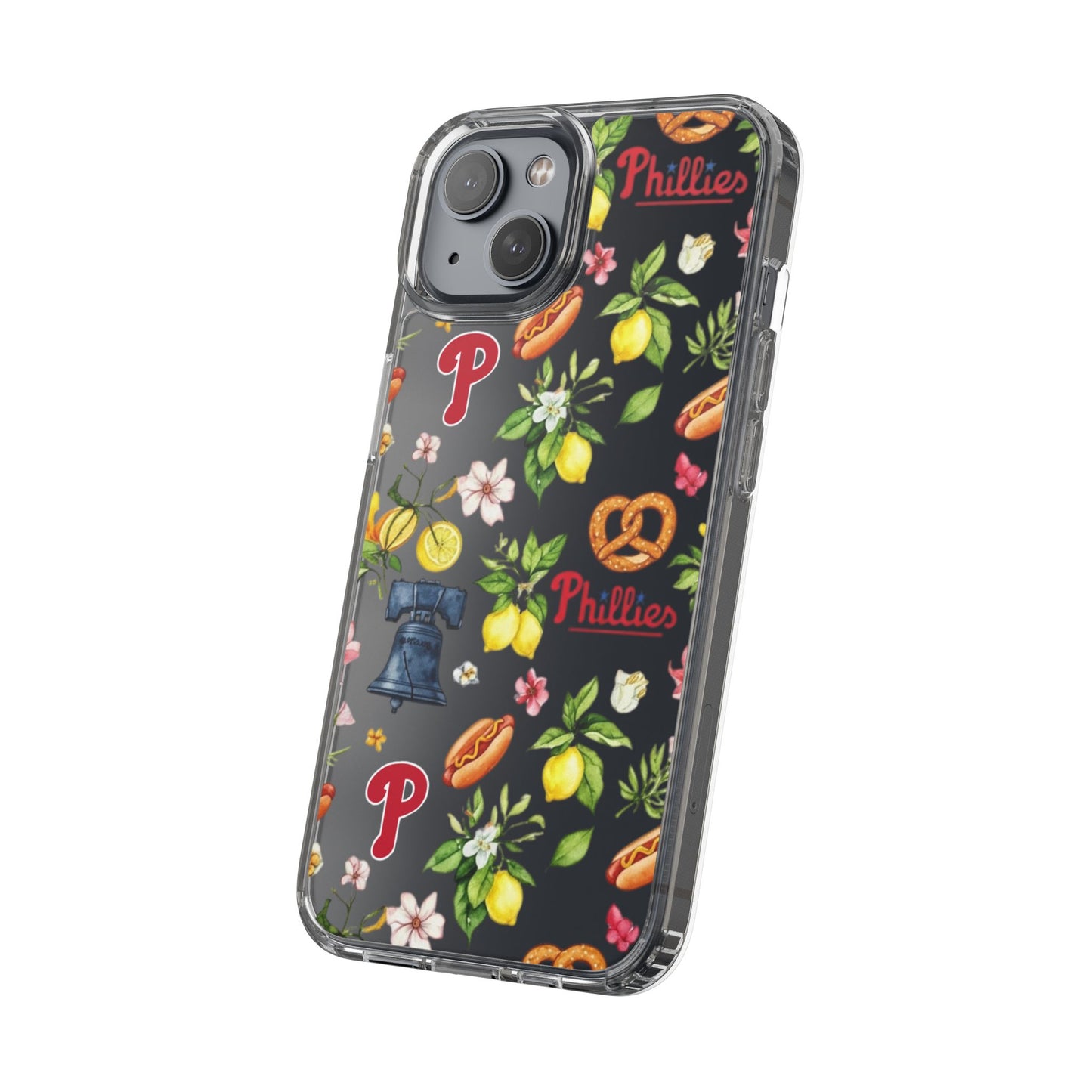 Philadelphia Phillies Italian Summer -Themed Clear Phone Case, Floral iPhone Cover, Personalized Mobile Accessories, Apparels for Baseball Fans, Unique Gifts