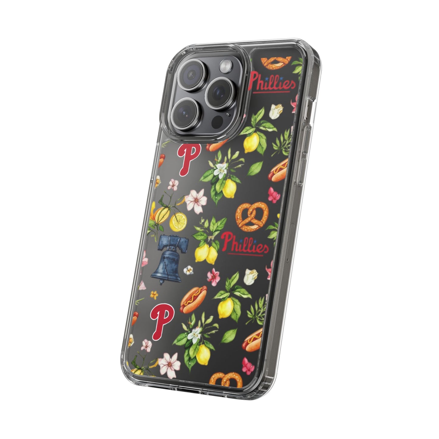 Philadelphia Phillies Italian Summer -Themed Clear Phone Case, Floral iPhone Cover, Personalized Mobile Accessories, Apparels for Baseball Fans, Unique Gifts