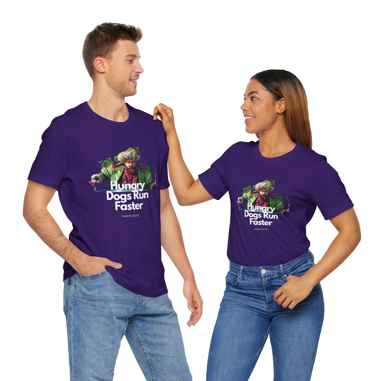 Jason Kelce "Hungry dogs run faster" reverse version Unisex Jersey Short Sleeve Tee