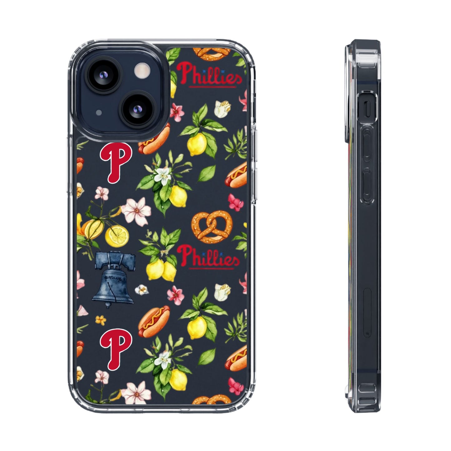 Philadelphia Phillies Italian Summer -Themed Clear Phone Case, Floral iPhone Cover, Personalized Mobile Accessories, Apparels for Baseball Fans, Unique Gifts