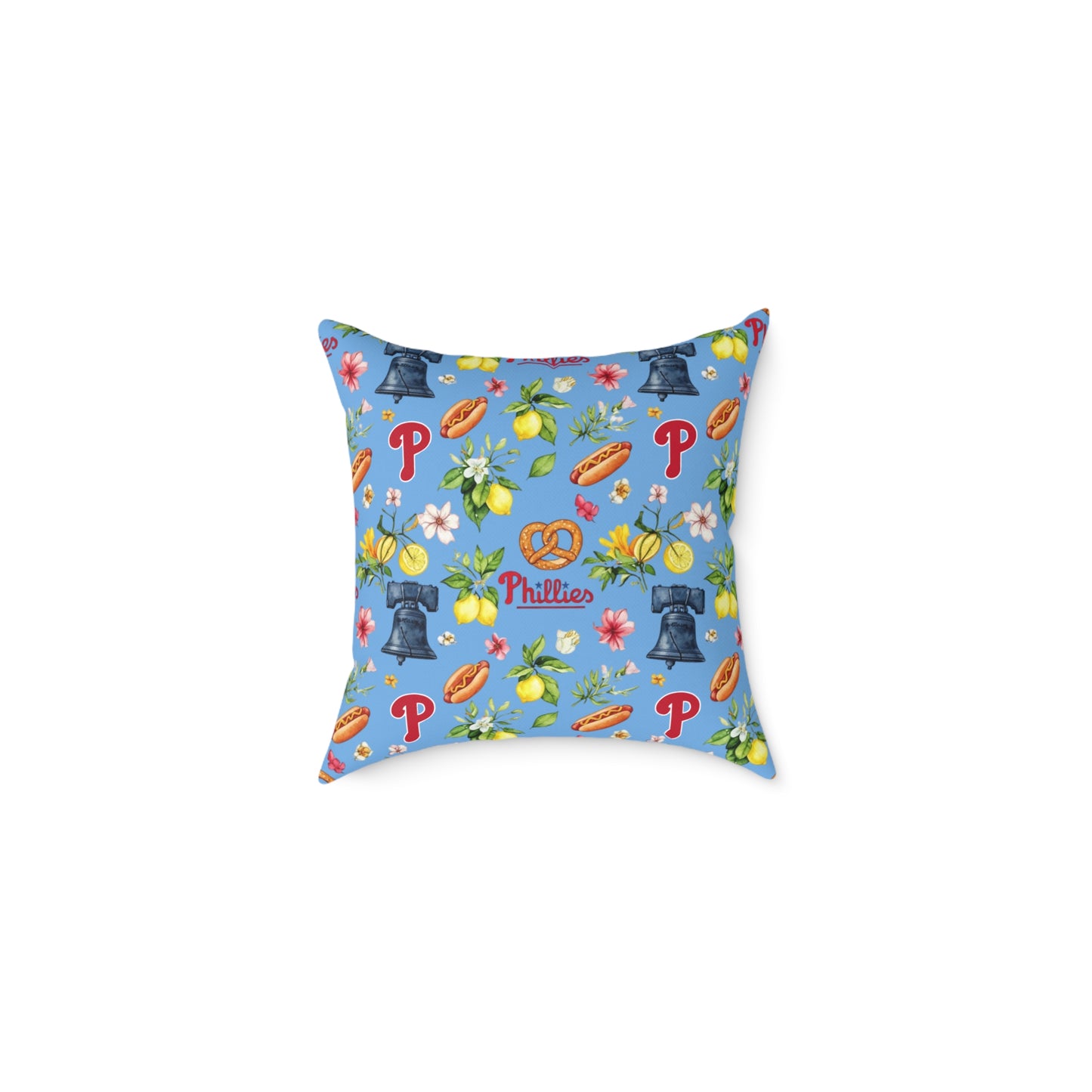 Phillies Italian Summer Themed Square Poly Canvas Pillow - Stylish Sports Decor, Fan Cushion, Game Day Gift, Cheerful Home Accent