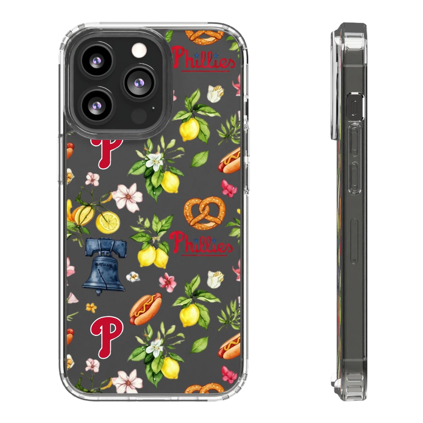 Philadelphia Phillies Italian Summer -Themed Clear Phone Case, Floral iPhone Cover, Personalized Mobile Accessories, Apparels for Baseball Fans, Unique Gifts