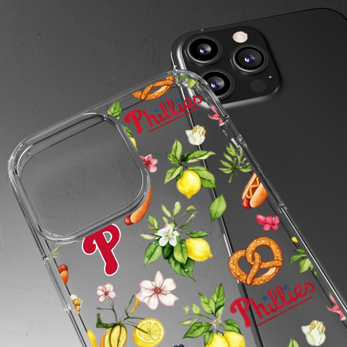 Philadelphia Phillies Italian Summer -Themed Clear Phone Case, Floral iPhone Cover, Personalized Mobile Accessories, Apparels for Baseball Fans, Unique Gifts