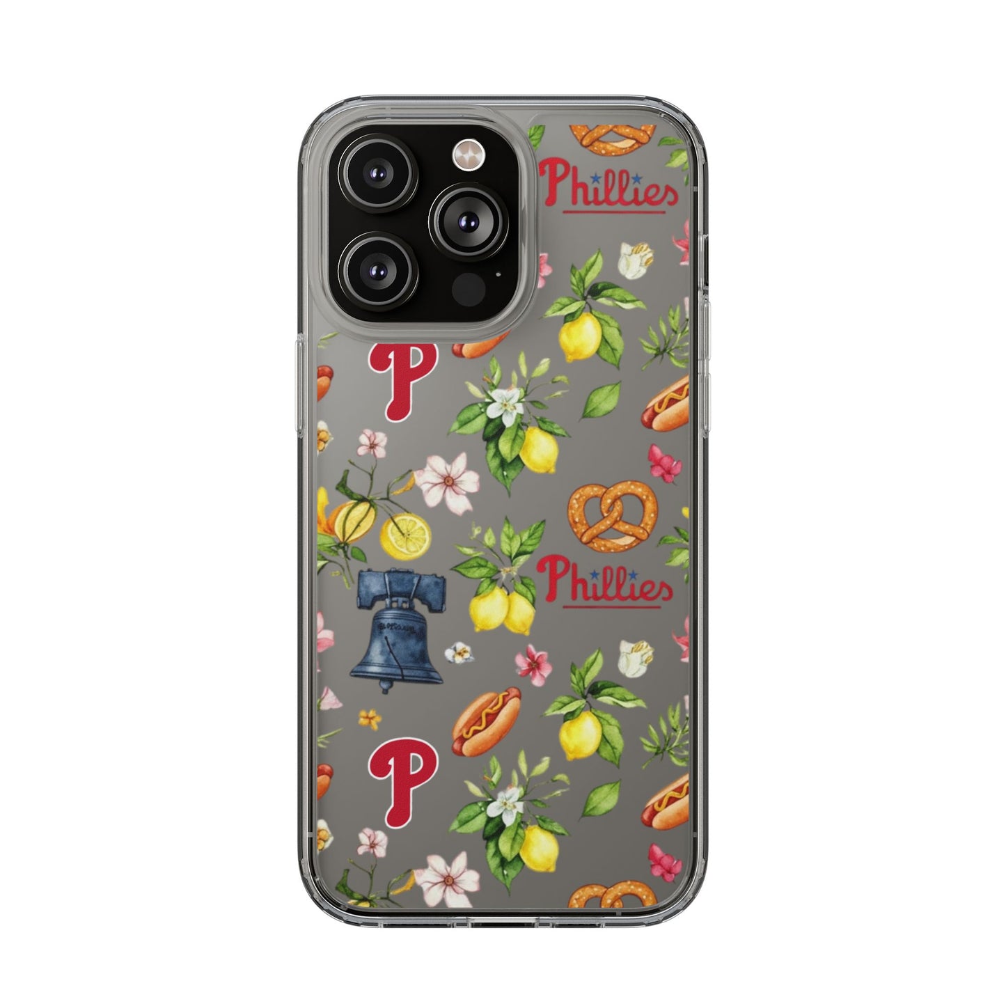 Philadelphia Phillies Italian Summer -Themed Clear Phone Case, Floral iPhone Cover, Personalized Mobile Accessories, Apparels for Baseball Fans, Unique Gifts