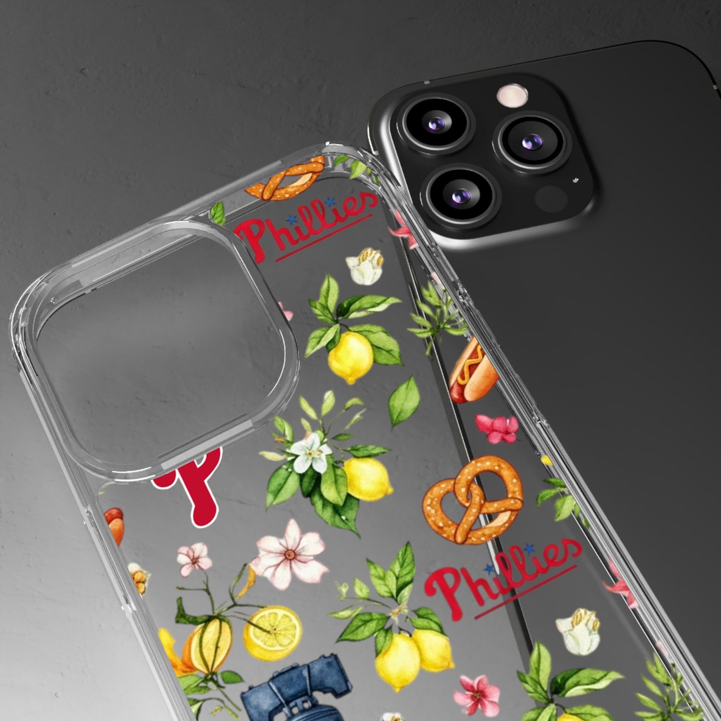 Philadelphia Phillies Italian Summer -Themed Clear Phone Case, Floral iPhone Cover, Personalized Mobile Accessories, Apparels for Baseball Fans, Unique Gifts