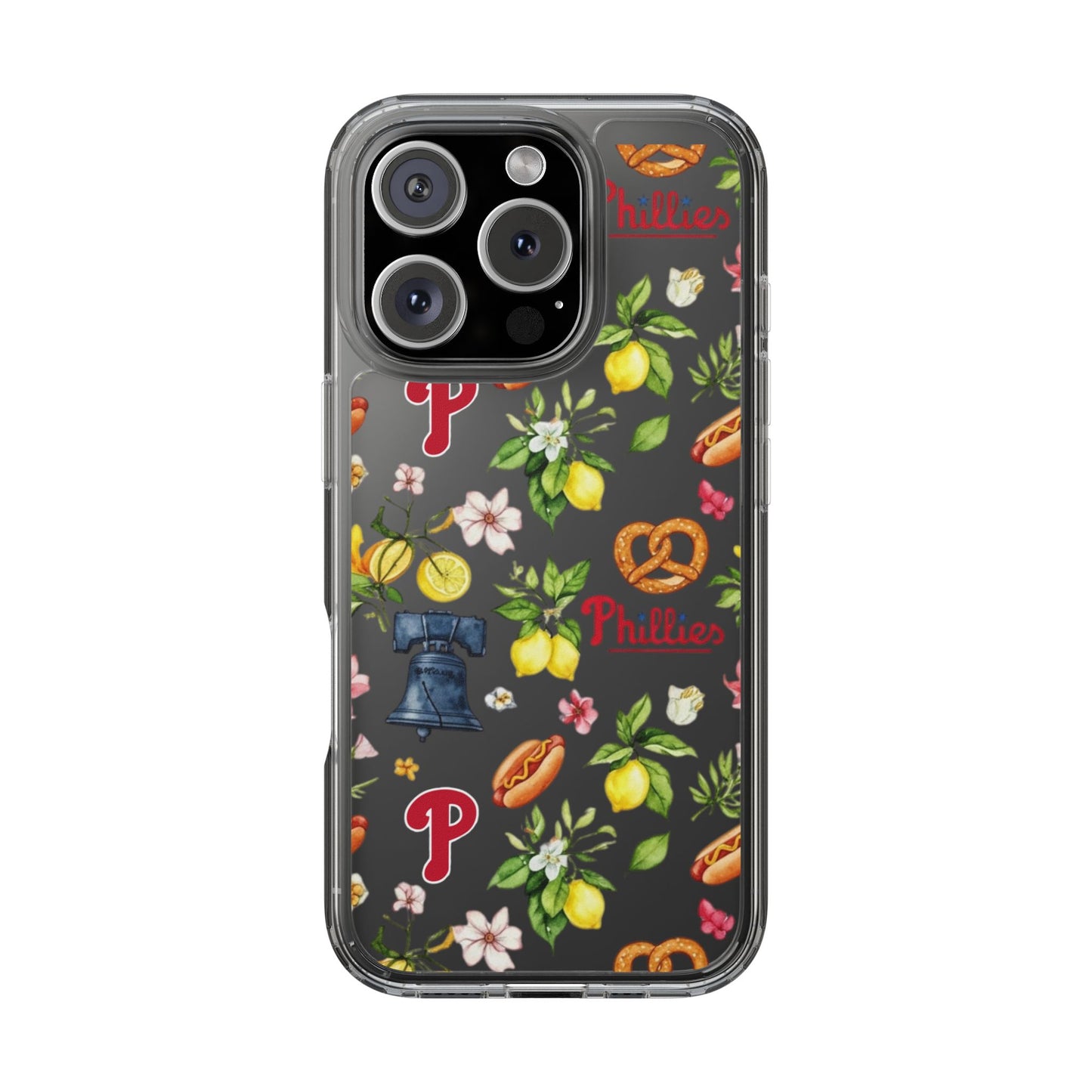 Philadelphia Phillies Italian Summer -Themed Clear Phone Case, Floral iPhone Cover, Personalized Mobile Accessories, Apparels for Baseball Fans, Unique Gifts