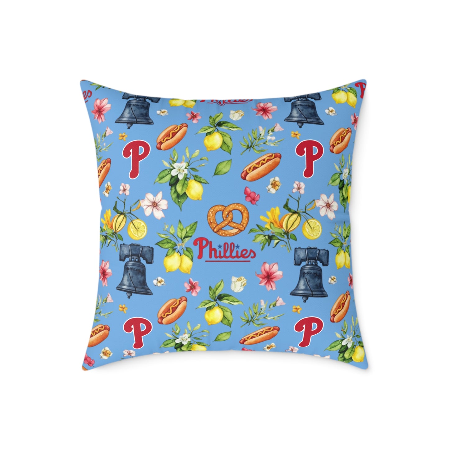 Phillies Italian Summer Themed Square Poly Canvas Pillow - Stylish Sports Decor, Fan Cushion, Game Day Gift, Cheerful Home Accent