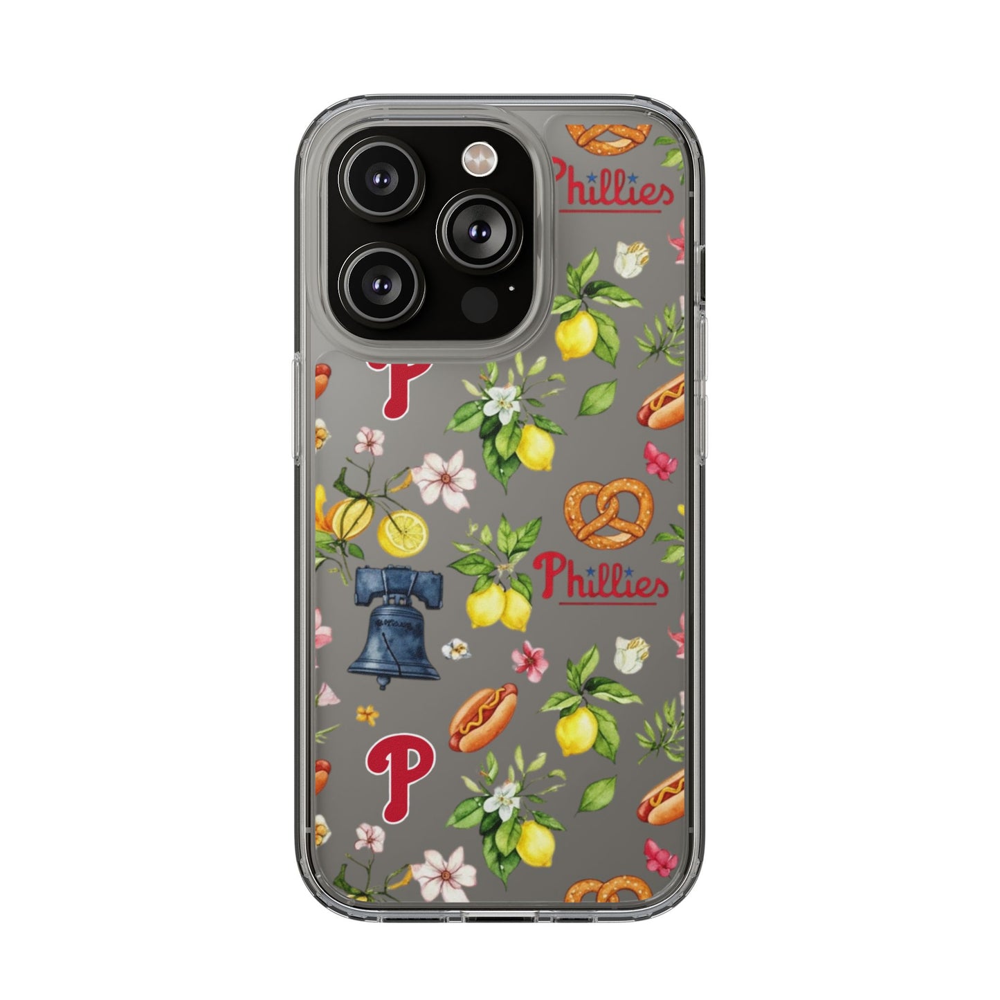Philadelphia Phillies Italian Summer -Themed Clear Phone Case, Floral iPhone Cover, Personalized Mobile Accessories, Apparels for Baseball Fans, Unique Gifts