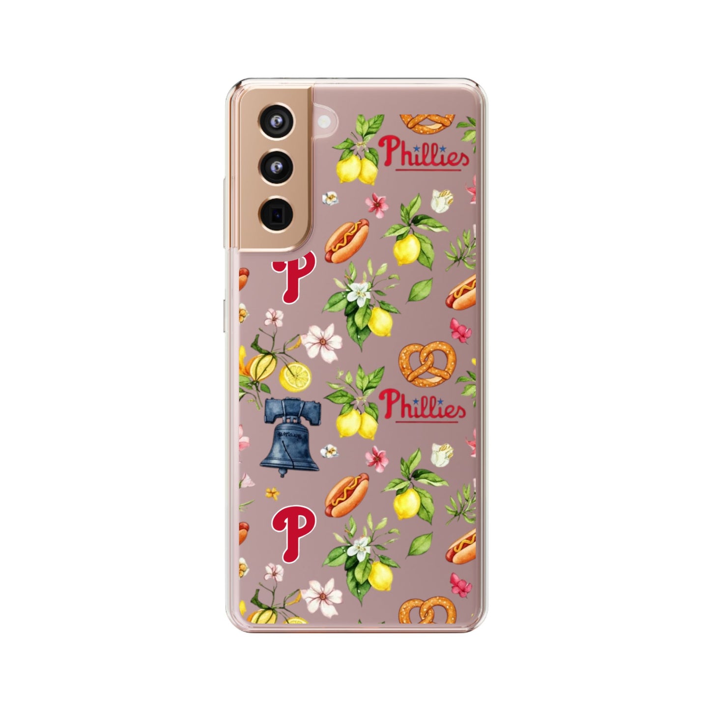 Philadelphia Phillies Italian Summer -Themed Clear Phone Case, Floral iPhone Cover, Personalized Mobile Accessories, Apparels for Baseball Fans, Unique Gifts