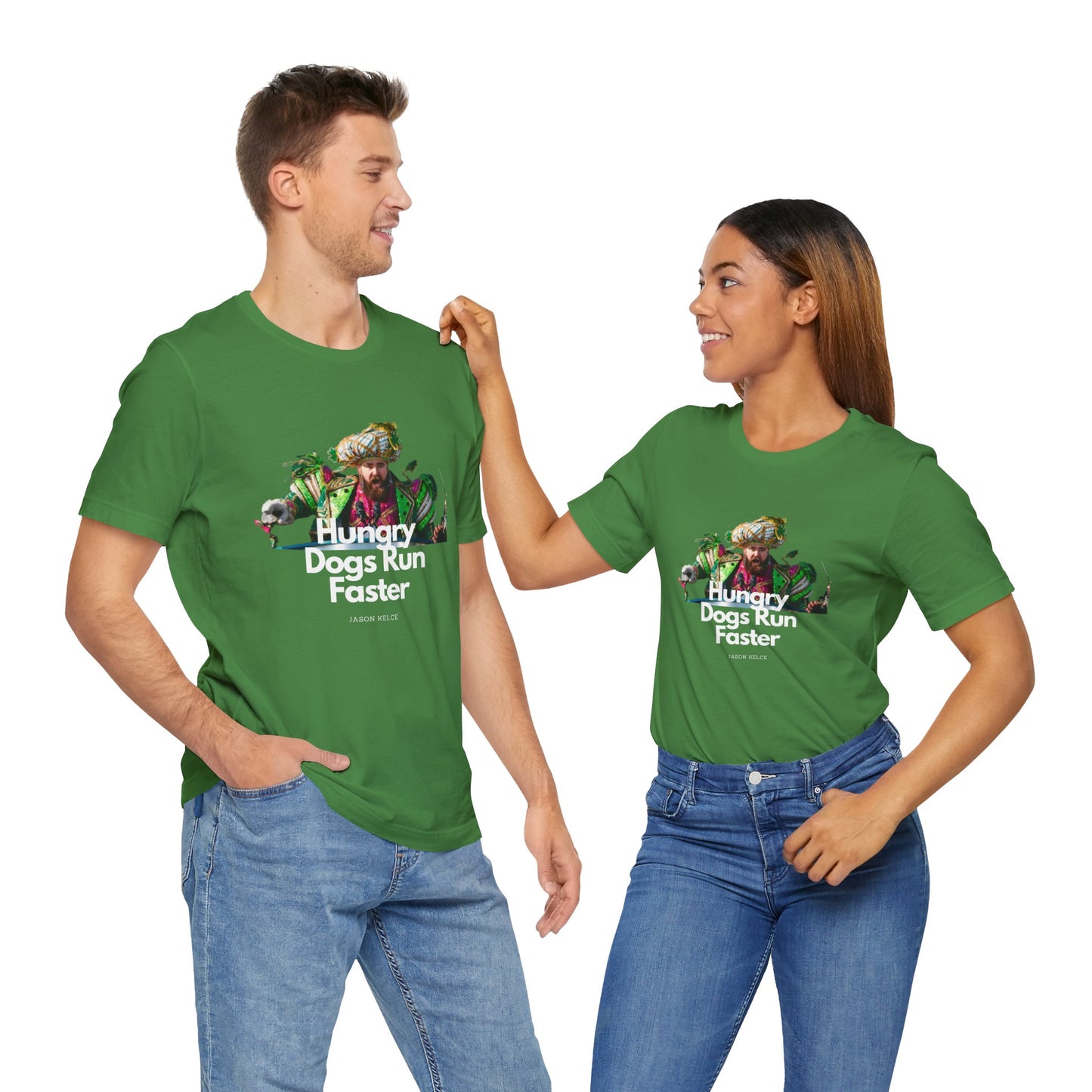 Jason Kelce "Hungry dogs run faster" reverse version Unisex Jersey Short Sleeve Tee