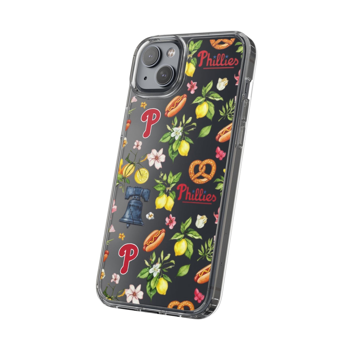 Philadelphia Phillies Italian Summer -Themed Clear Phone Case, Floral iPhone Cover, Personalized Mobile Accessories, Apparels for Baseball Fans, Unique Gifts