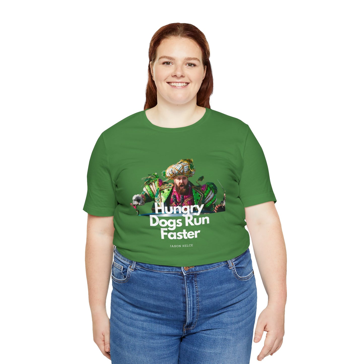 Jason Kelce "Hungry dogs run faster" reverse version Unisex Jersey Short Sleeve Tee