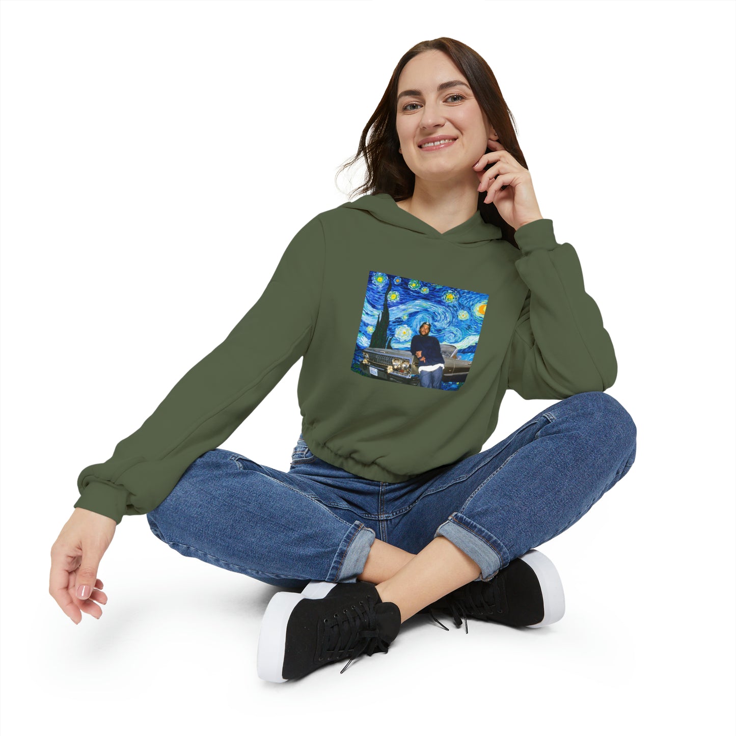 Ice Cube Starry Night Women's Cinched Bottom Hoodie