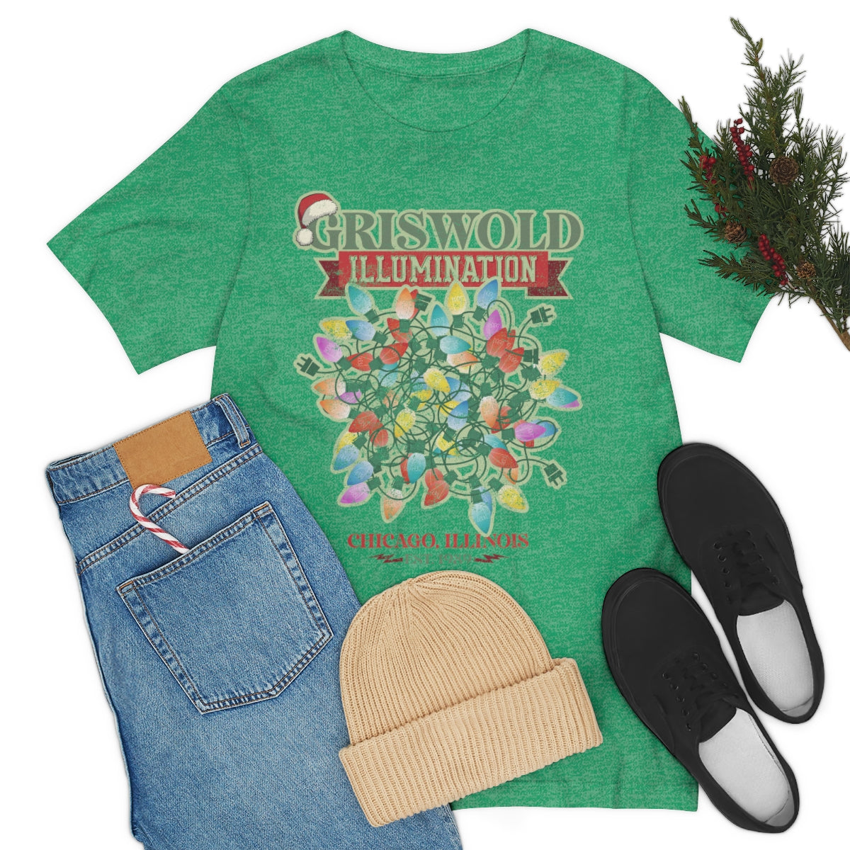 Griswold Illumination Unisex Jersey Short Sleeve Tee Griswold Electric Christmas Vacation