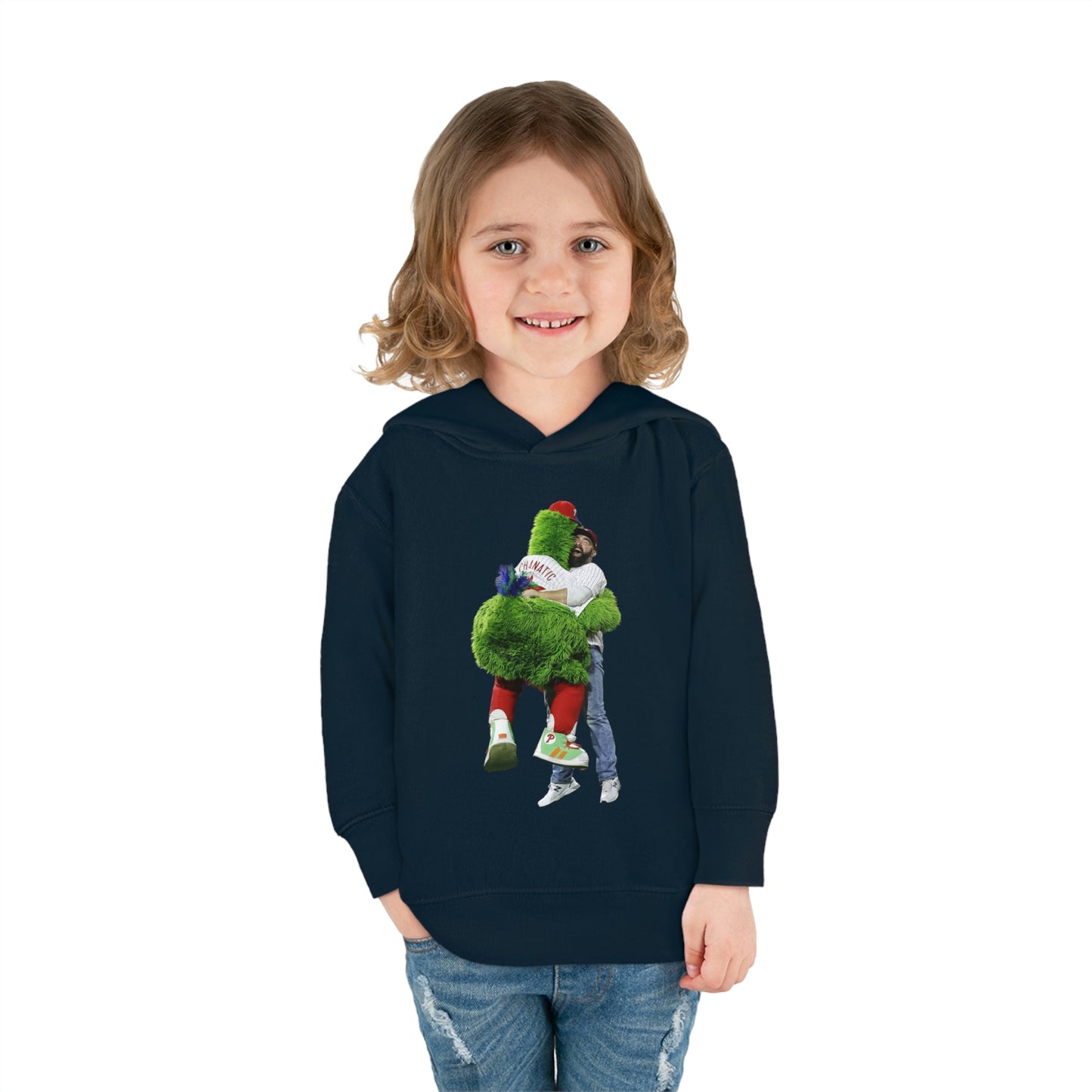 Jason Kelce Hugging the Phanatic! Phanatic Kelce Hug Toddler Pullover Fleece Hoodie