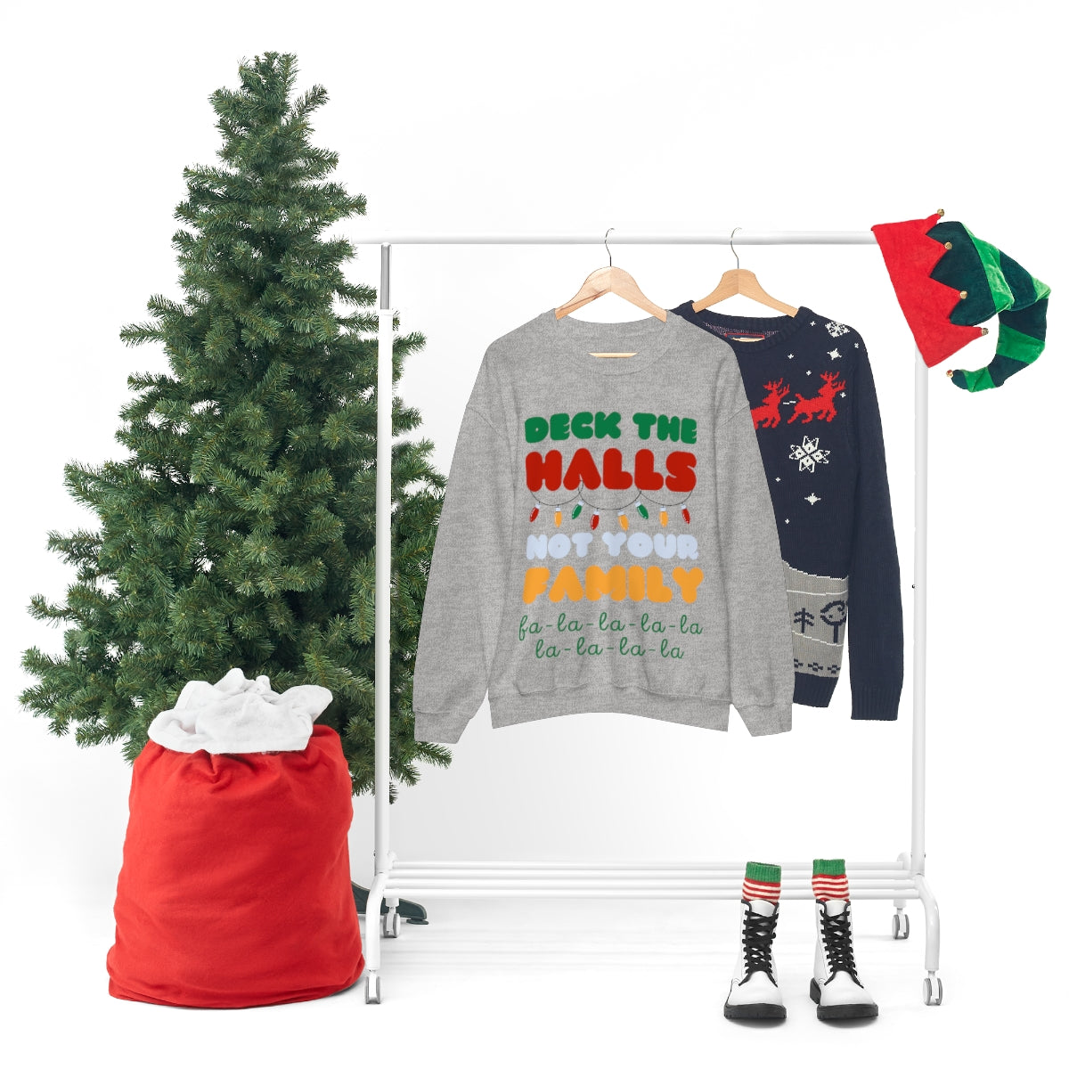 Deck the Halls not your family 2 Unisex Heavy Blend™ Crewneck Sweatshirt