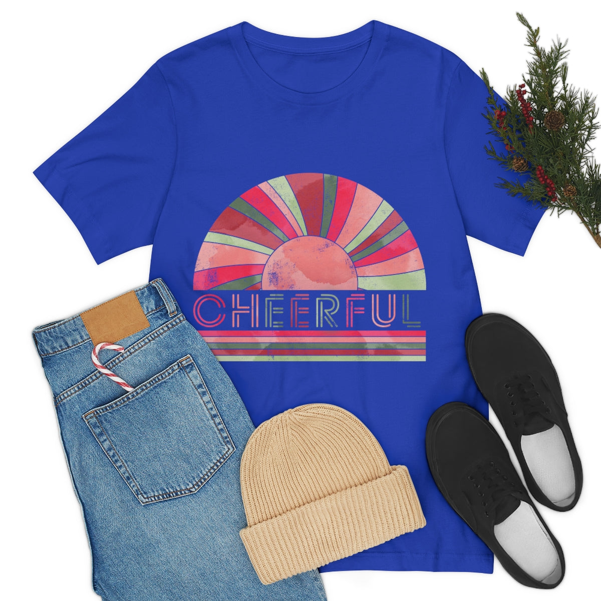 Cheerful Christmas Unisex Jersey Short Sleeve Tee