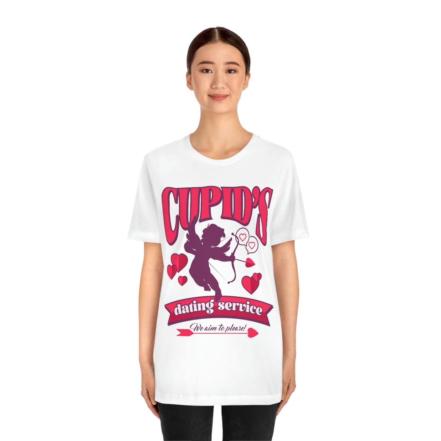 Cupid's Dating Service Valentine’s Day Unisex Jersey Short Sleeve Tee