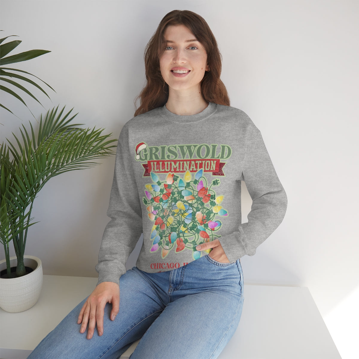 Griswold Illuminations Unisex Heavy Blend™ Crewneck Sweatshirt Griswold Electric Christmas Vacation