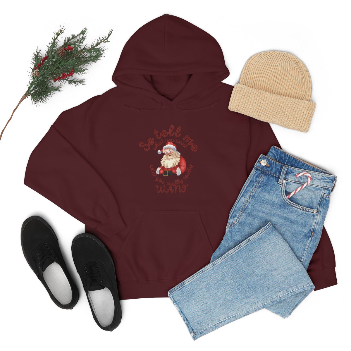 Santa So tell me what you want Unisex Heavy Blend™ Hooded Sweatshirt Spice Girls Christmas