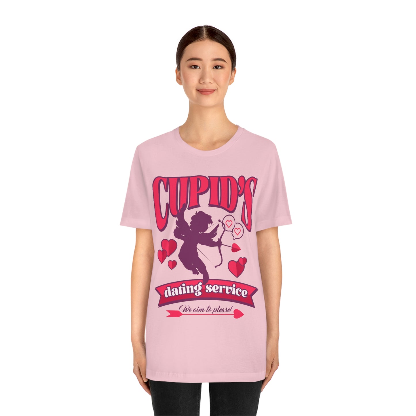 Cupid's Dating Service Valentine’s Day Unisex Jersey Short Sleeve Tee