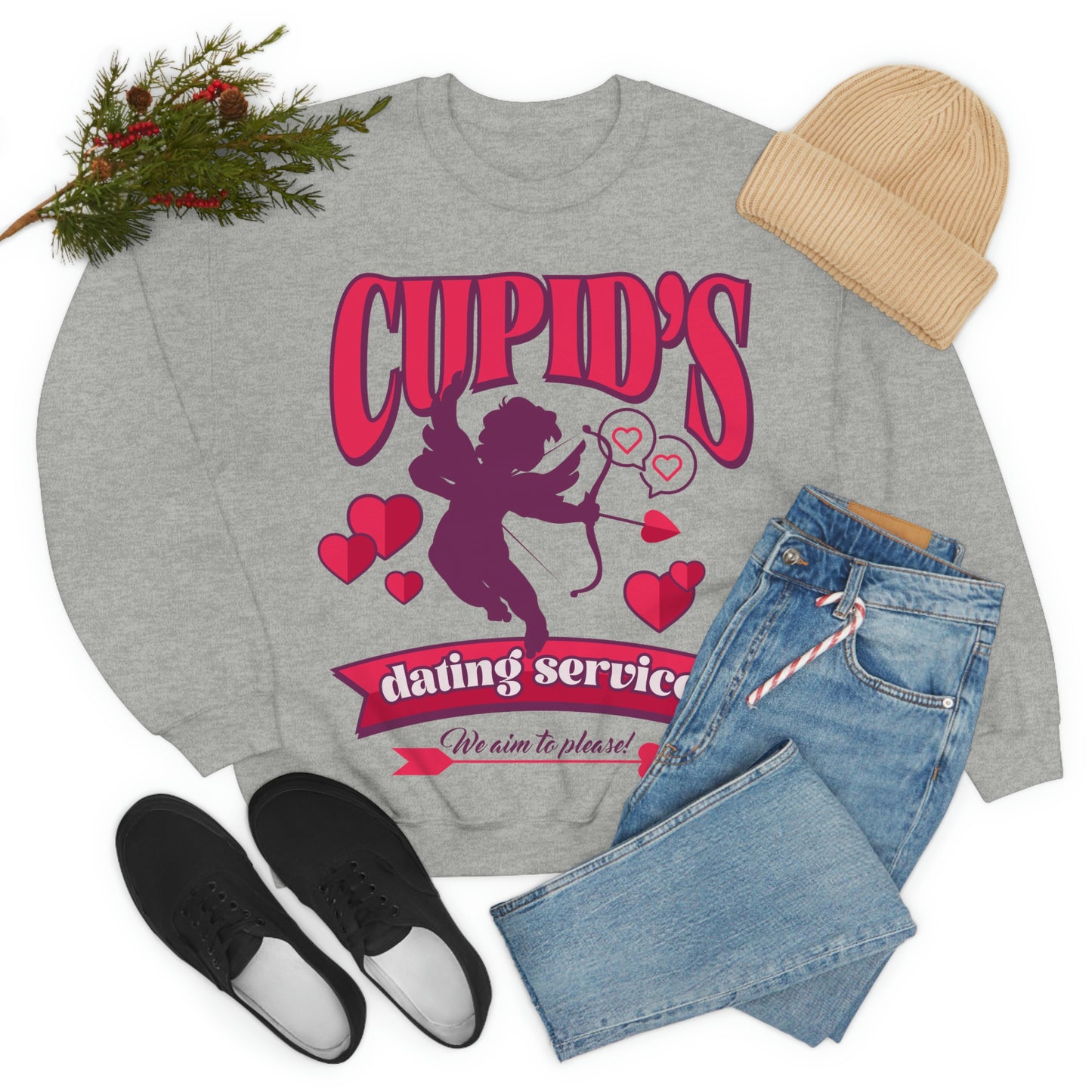 Cupid's Dating Service Valentine’s Day Unisex Heavy Blend™ Crewneck Sweatshirt