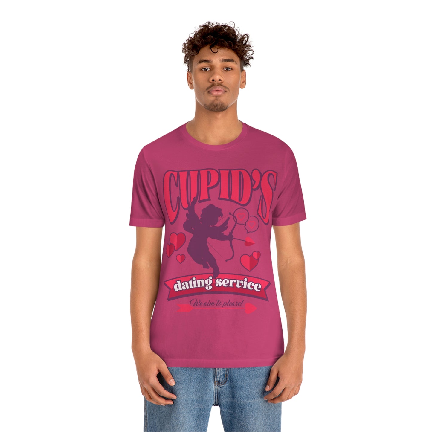 Cupid's Dating Service Valentine’s Day Unisex Jersey Short Sleeve Tee