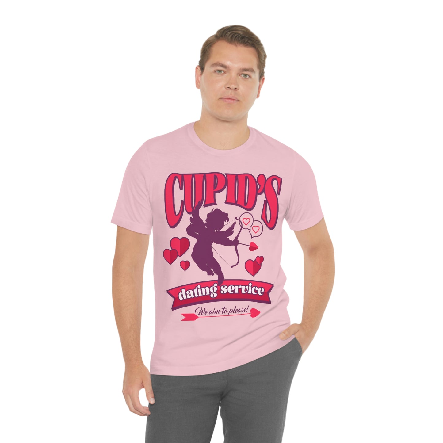 Cupid's Dating Service Valentine’s Day Unisex Jersey Short Sleeve Tee