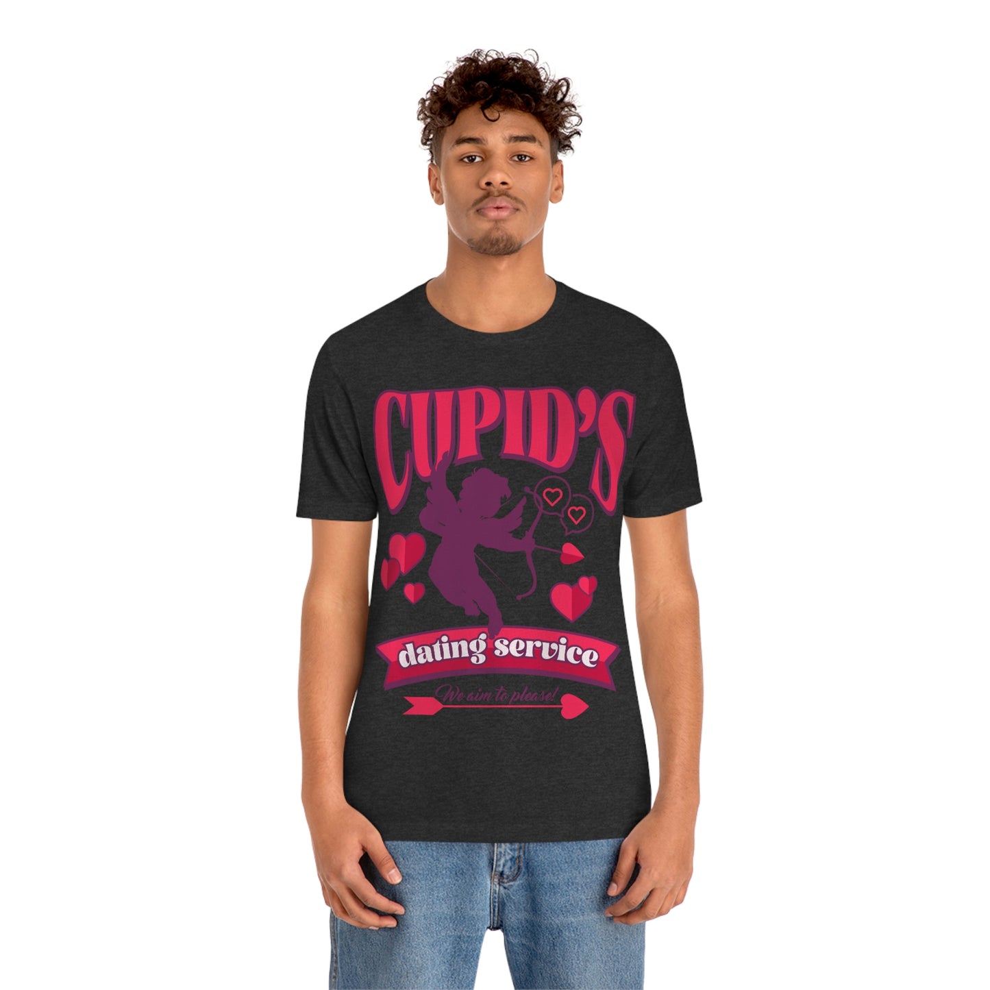 Cupid's Dating Service Valentine’s Day Unisex Jersey Short Sleeve Tee