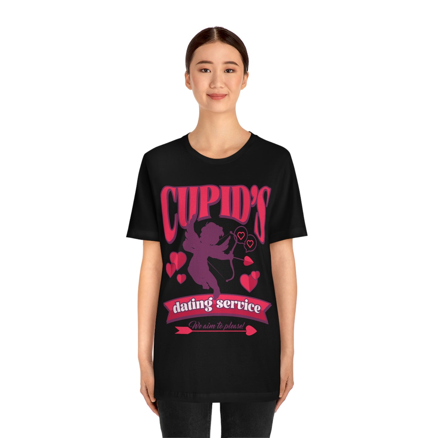 Cupid's Dating Service Valentine’s Day Unisex Jersey Short Sleeve Tee