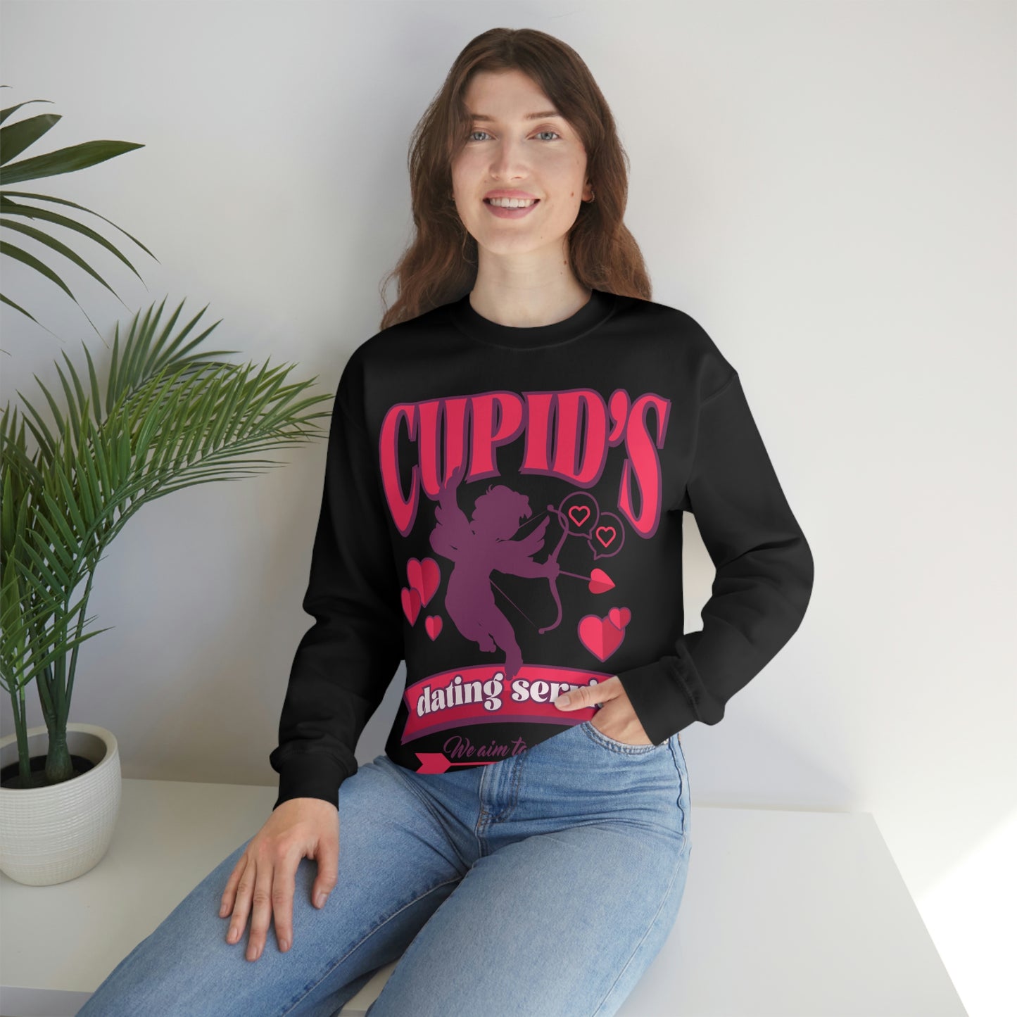 Cupid's Dating Service Valentine’s Day Unisex Heavy Blend™ Crewneck Sweatshirt