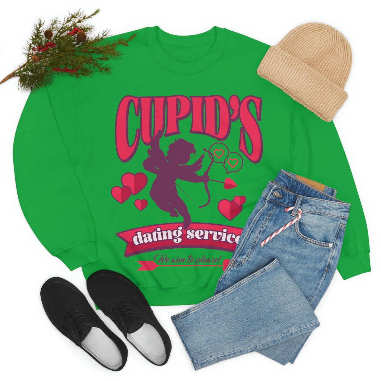 Cupid's Dating Service Valentine’s Day Unisex Heavy Blend™ Crewneck Sweatshirt