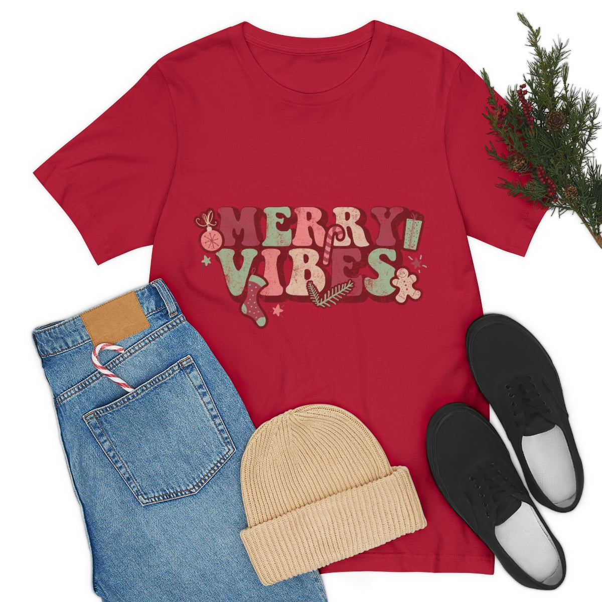 Merry Vibes Merry Christmas Unisex Jersey Short Sleeve Tee