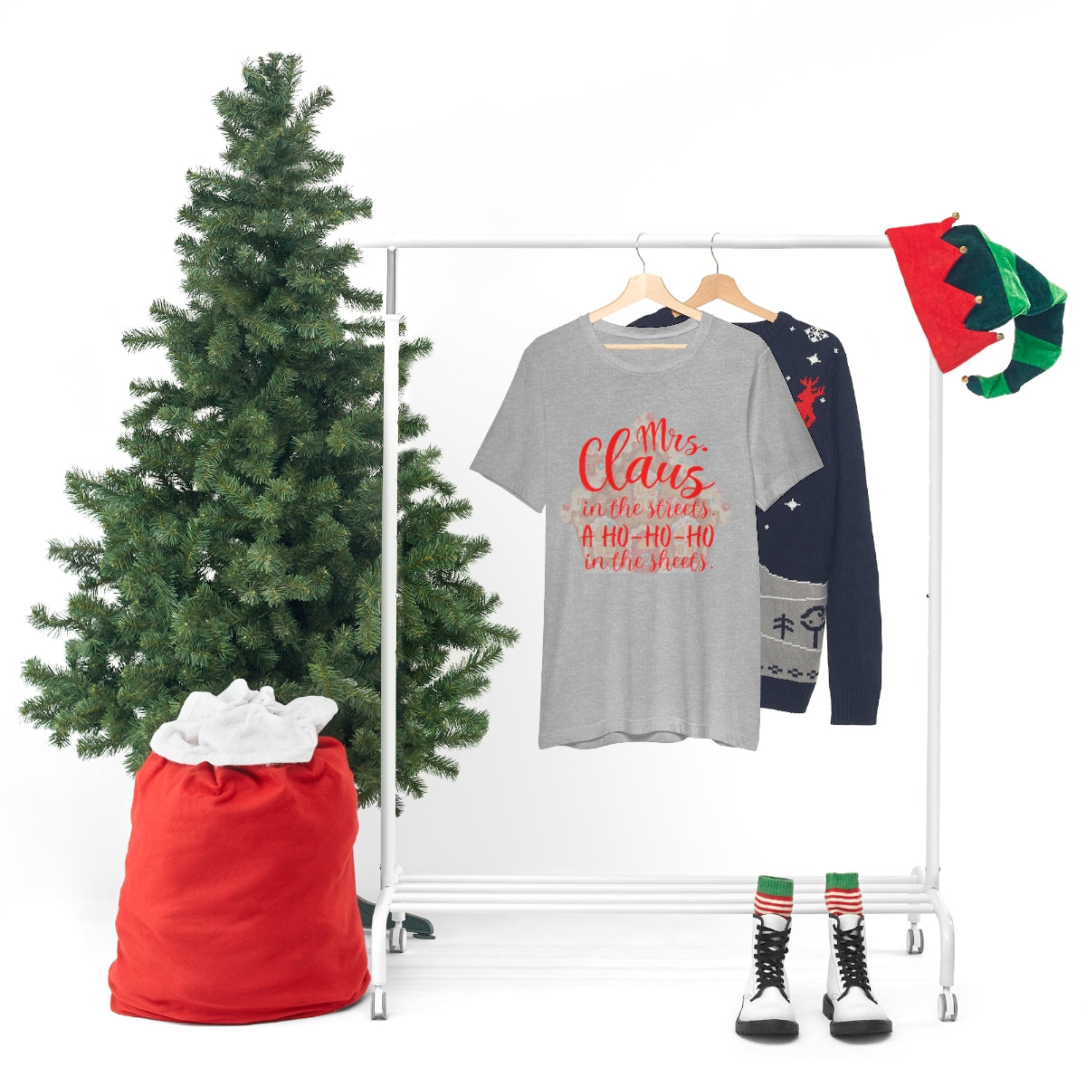Mrs. Claus in the streets Ho Ho Ho in the sheets Unisex Jersey Short Sleeve Tee