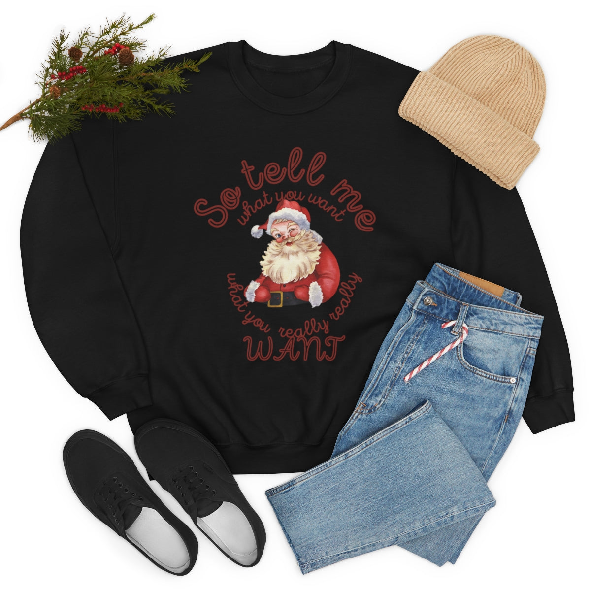 Santa So tell me what you want Santa Unisex Heavy Blend™ Crewneck Sweatshirt spice girls Christmas