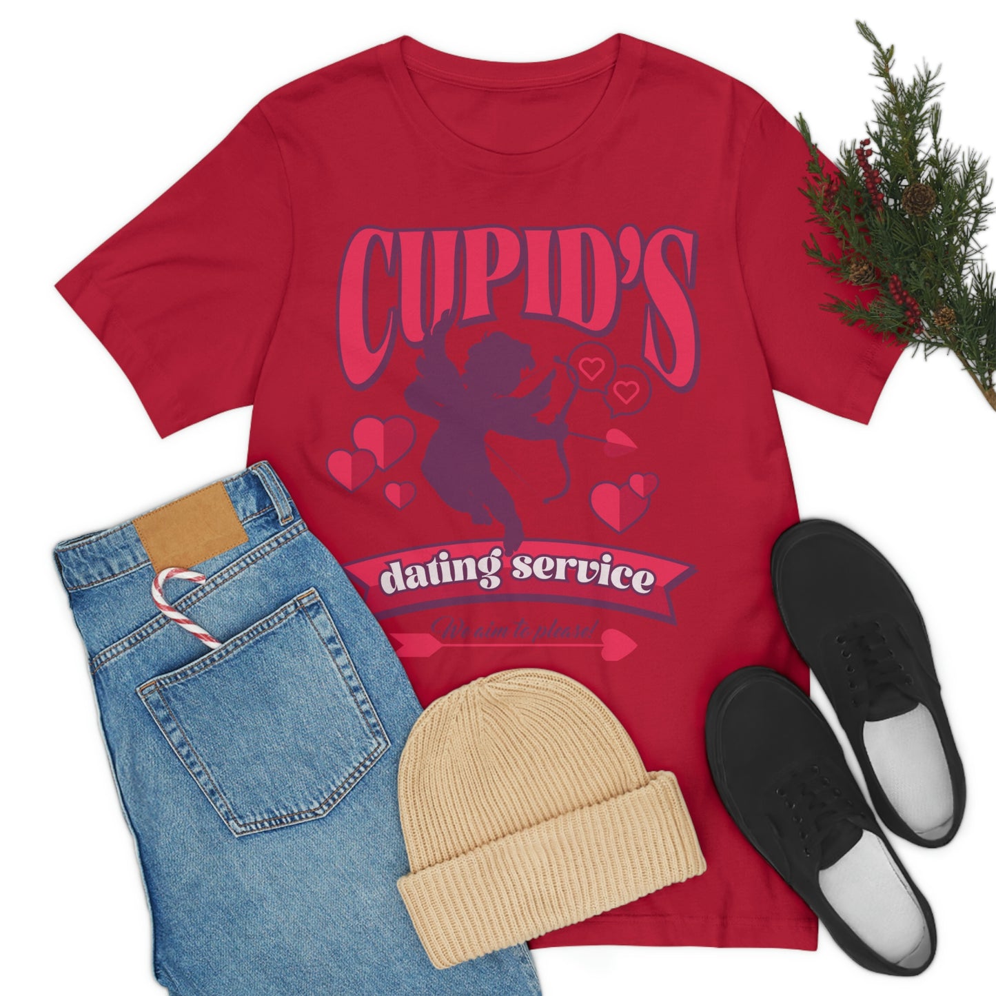 Cupid's Dating Service Valentine’s Day Unisex Jersey Short Sleeve Tee