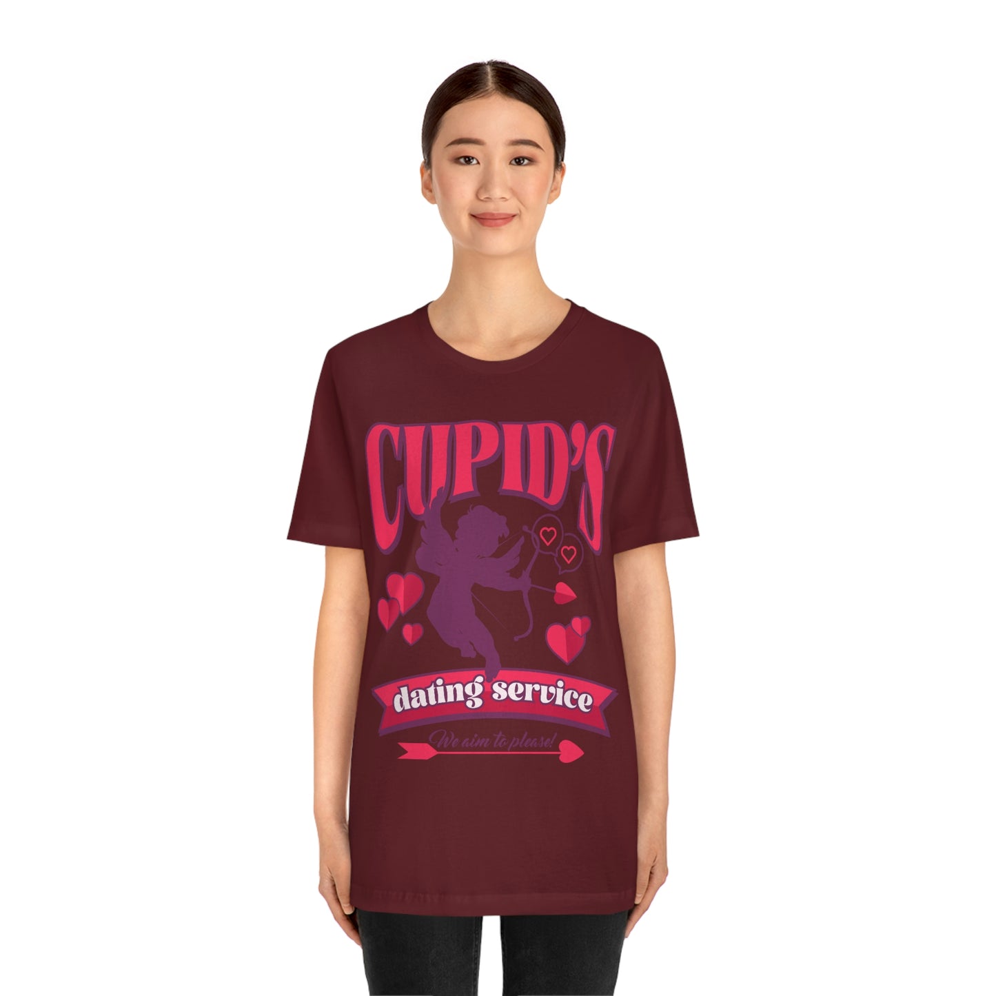 Cupid's Dating Service Valentine’s Day Unisex Jersey Short Sleeve Tee