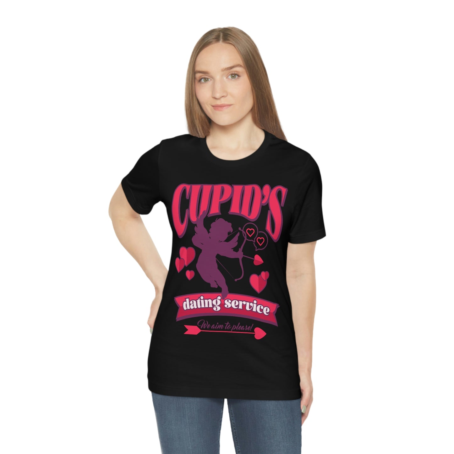 Cupid's Dating Service Valentine’s Day Unisex Jersey Short Sleeve Tee