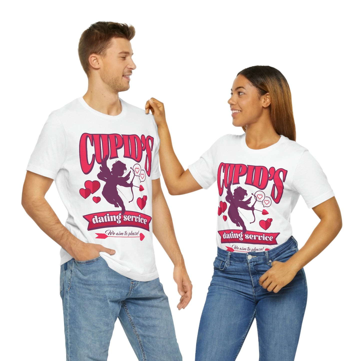 Cupid's Dating Service Valentine’s Day Unisex Jersey Short Sleeve Tee