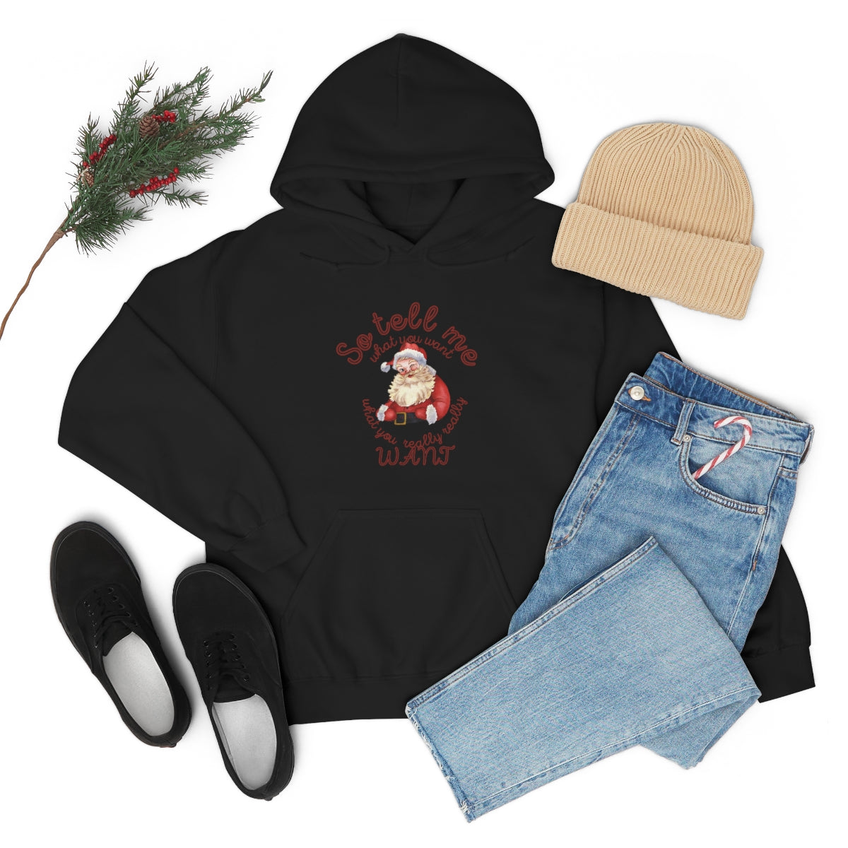 Santa So tell me what you want Unisex Heavy Blend™ Hooded Sweatshirt Spice Girls Christmas